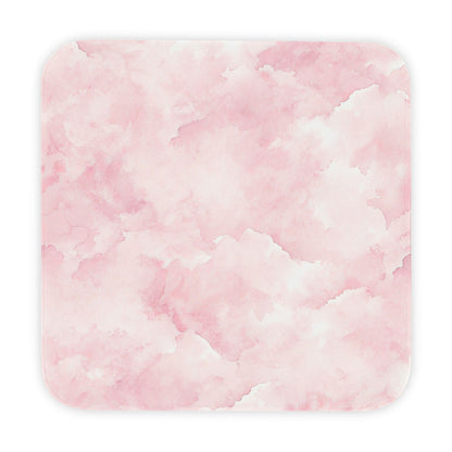 Pink watercolor clouds hooded baby towel wrapped around a baby