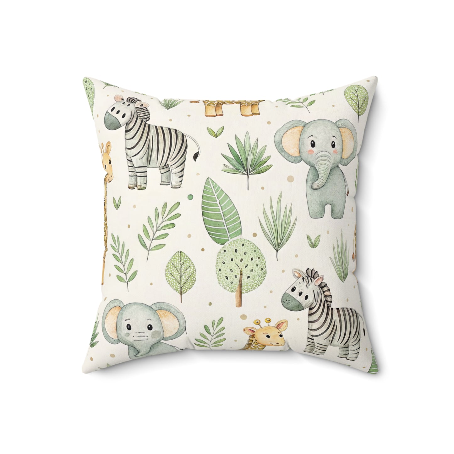 Reverse side of the safari animal nursery pillow