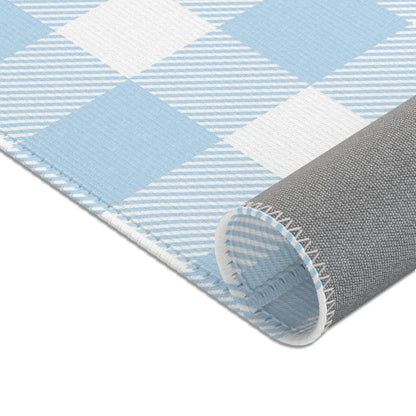 Baby Blue Gingham Nursery Area Rug