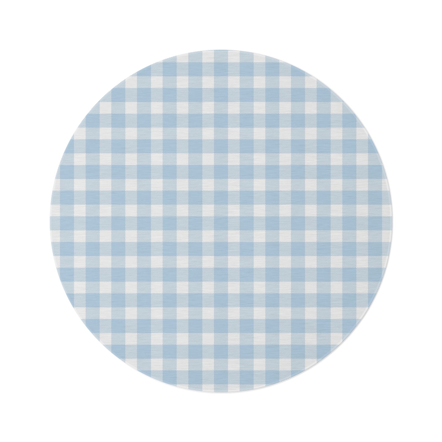 Baby Blue Gingham Nursery Round Rug