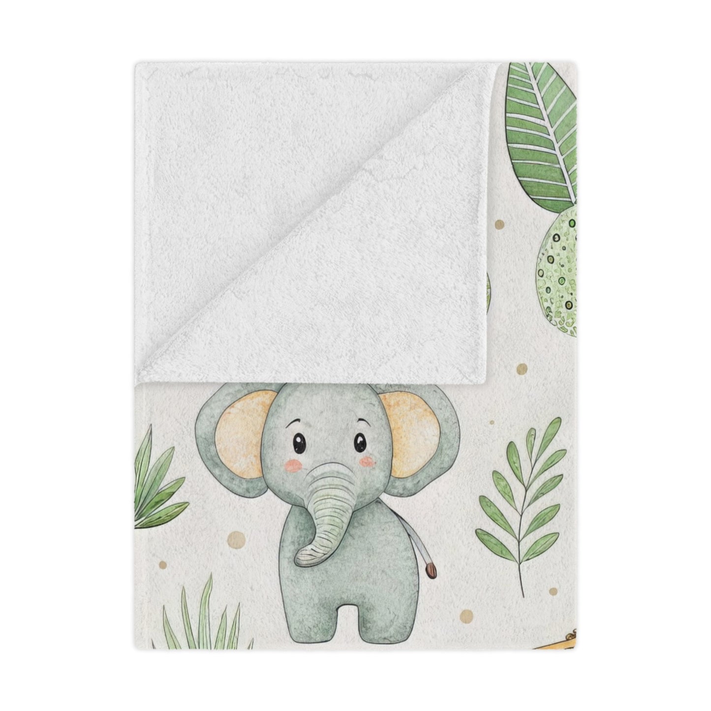 Close-up of the plush minky texture on a safari baby blanket