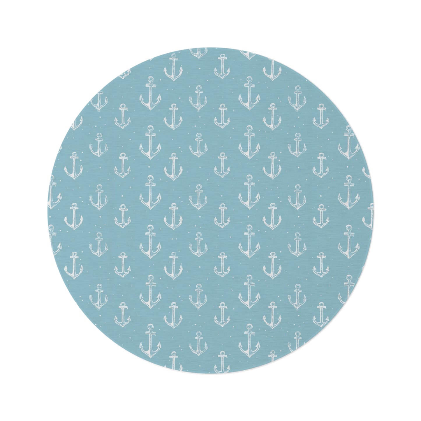 Nautical anchor round nursery rug on a baby room floor