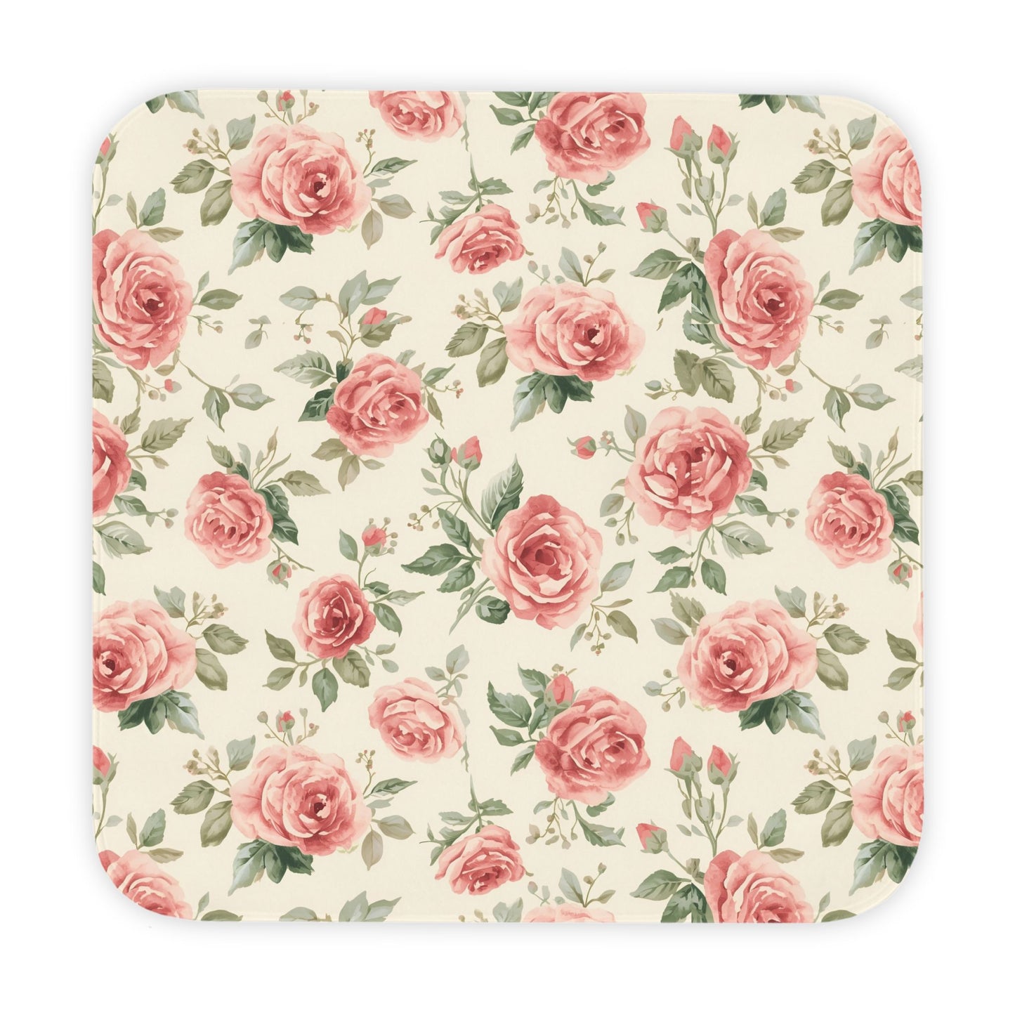 P50 - Hooded Baby Towel - Vintage Pink/Green Floral