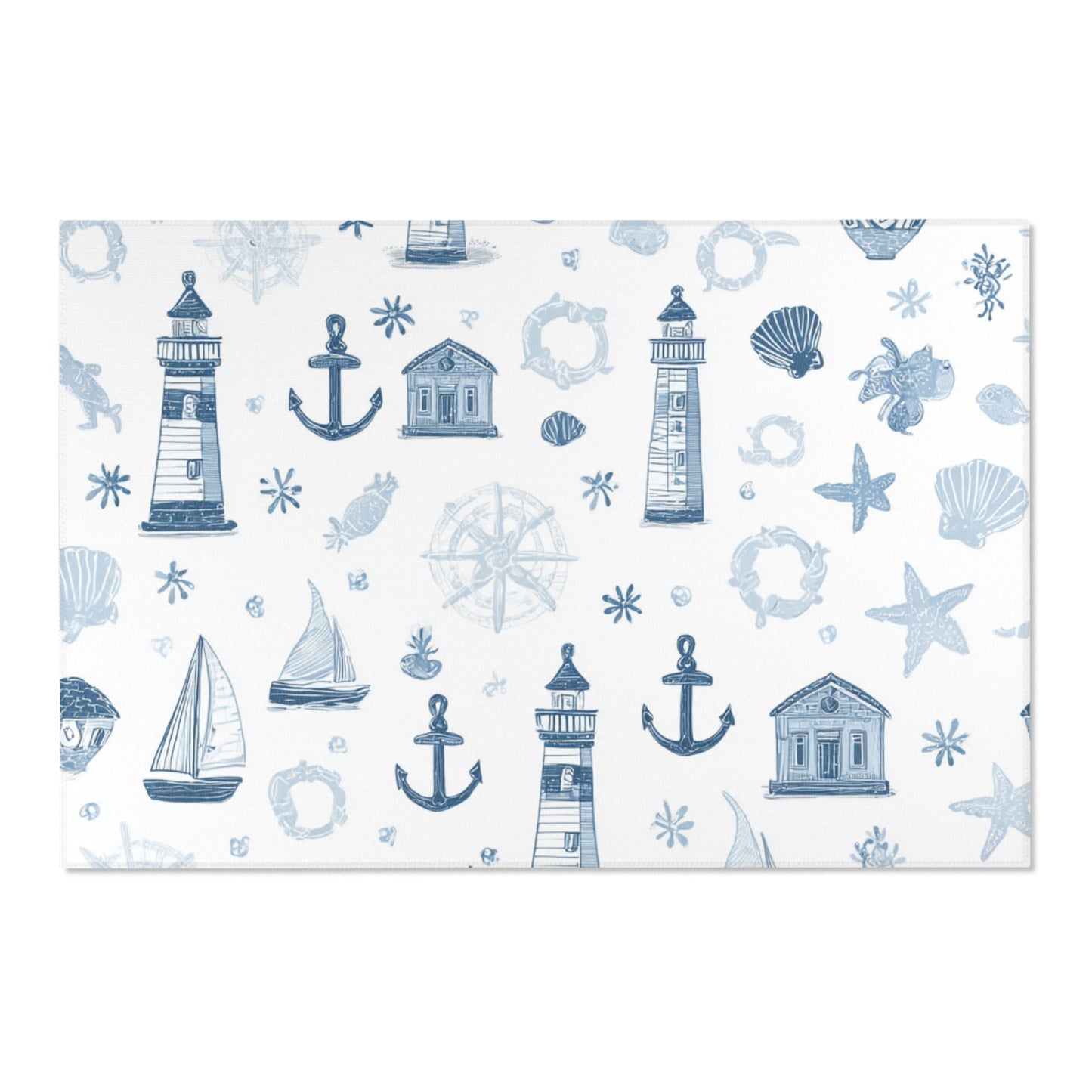 Corner detail of the nautical nursery rug