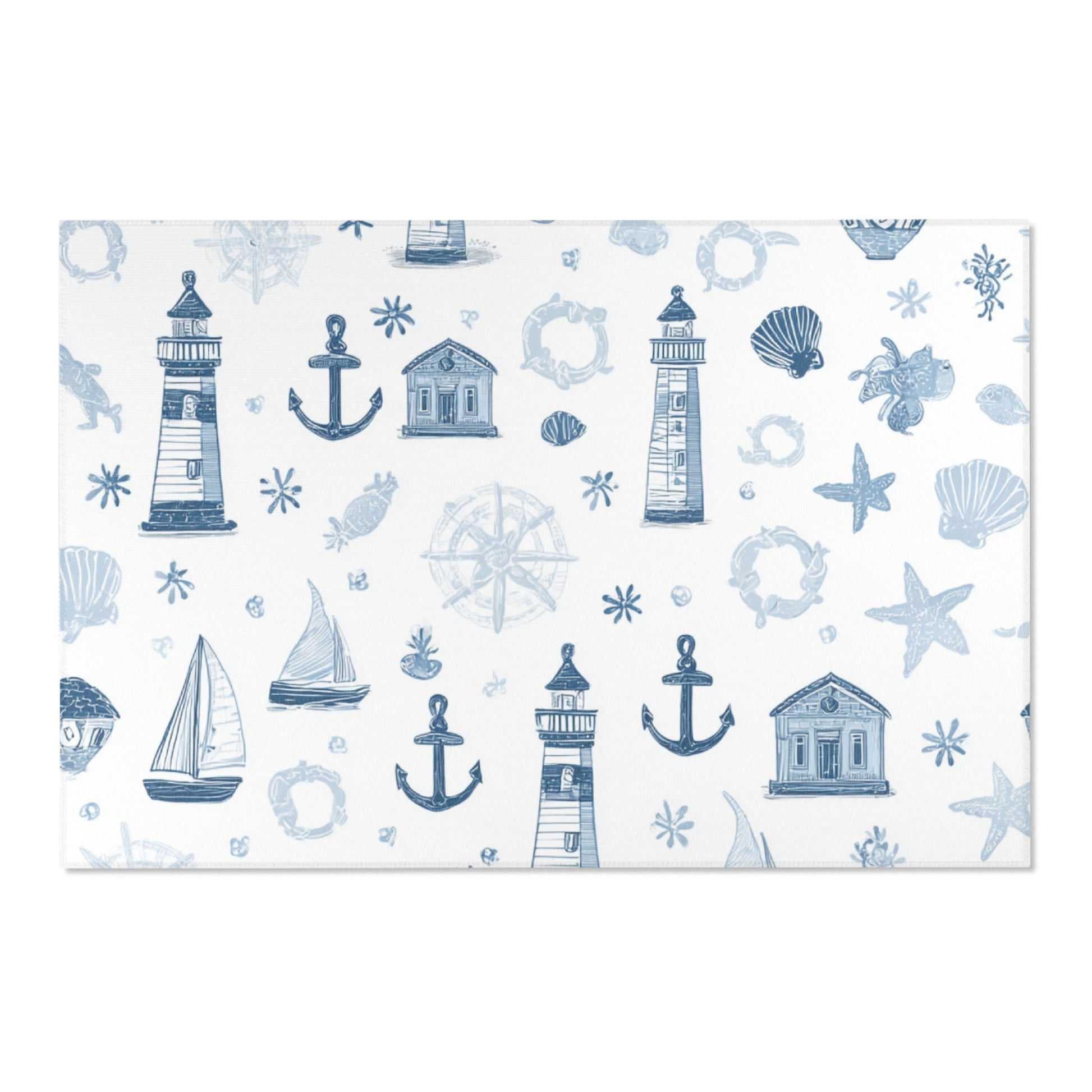 Corner detail of the nautical nursery rug