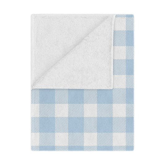 Baby Blue Gingham Minky Baby Blanket