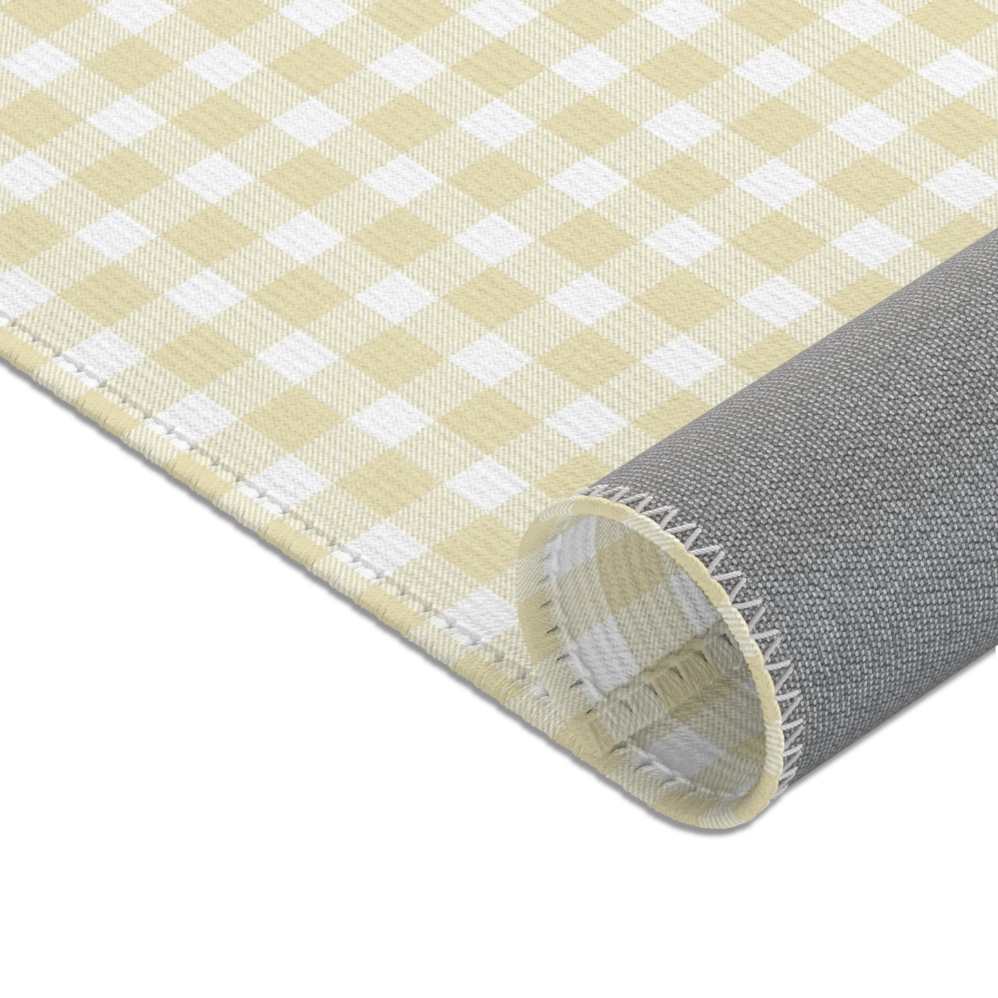 Butter Gingham Nursery Area Rug