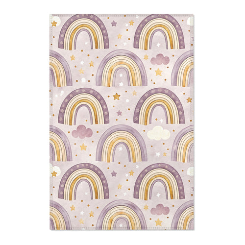 P47 - Area Rugs - Pastel Purple Rainbows & Stars