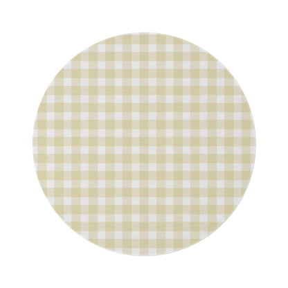 Butter Gingham Nursery Round Rug