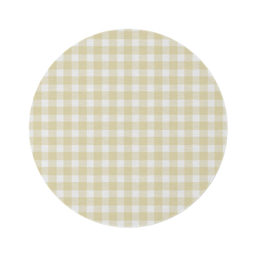 Butter Gingham Nursery Round Rug