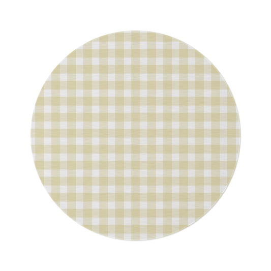 Butter Gingham Nursery Round Rug