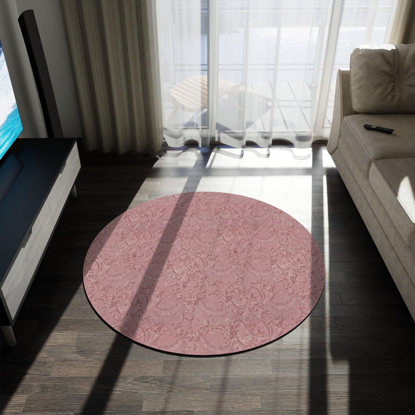 P49 - Round Rug - Vintage Pink Barok