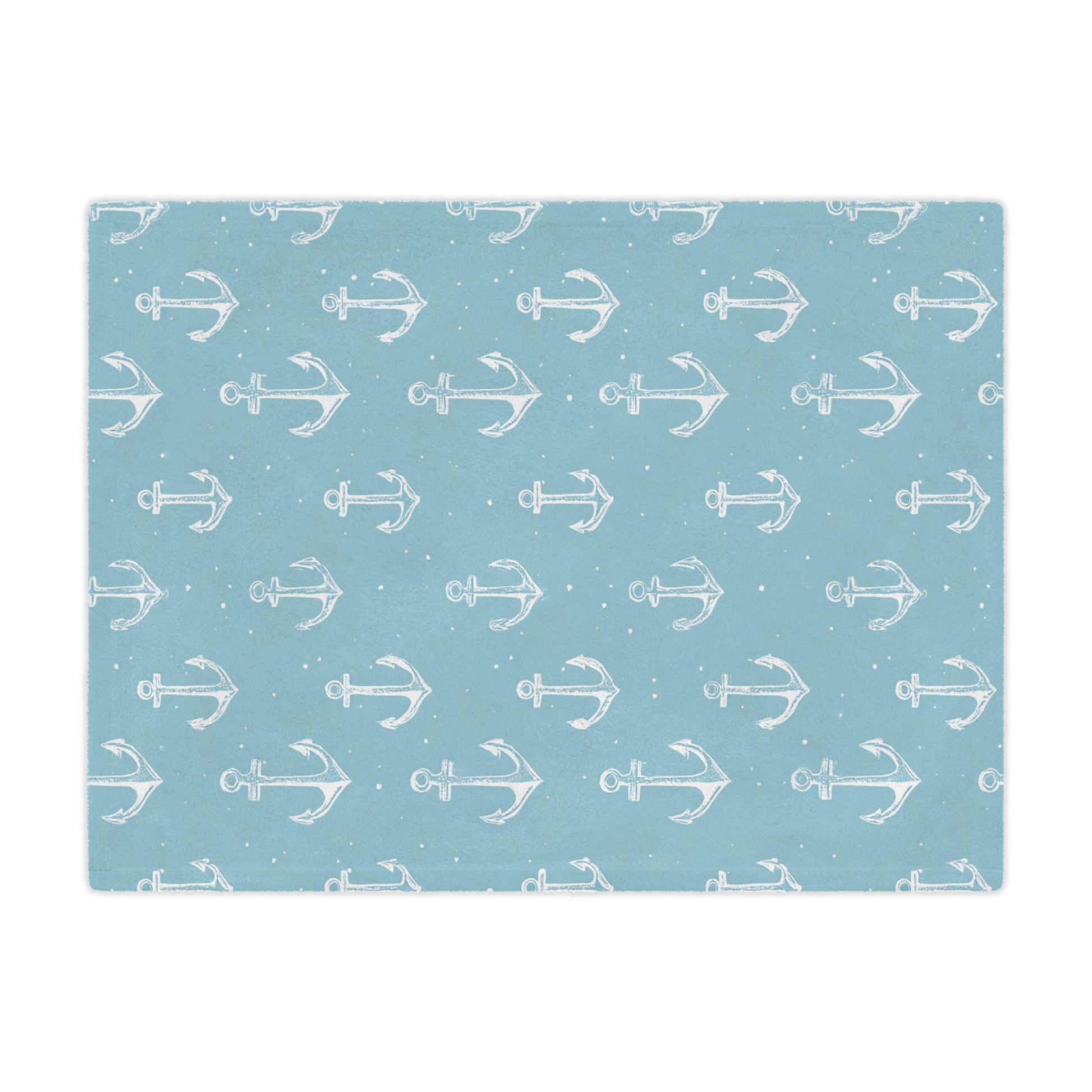 Close-up of the plush minky texture on a nautical baby blanket