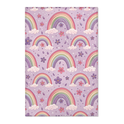 P48 - Area Rugs - Pastel Purple Colourful Rainbows
