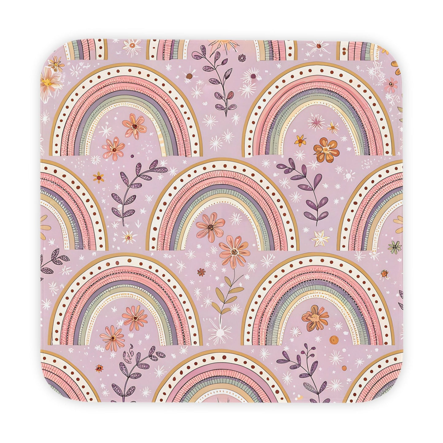 P45 - Hooded Baby Towel - Pink/Purple Floral Rainbow