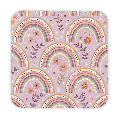 P45 - Hooded Baby Towel - Pink/Purple Floral Rainbow