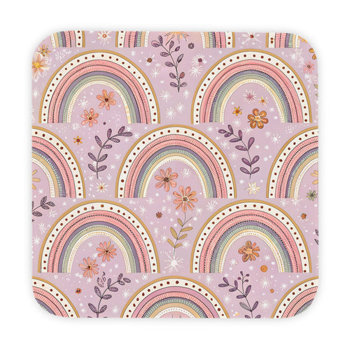 P45 - Hooded Baby Towel - Pink/Purple Floral Rainbow
