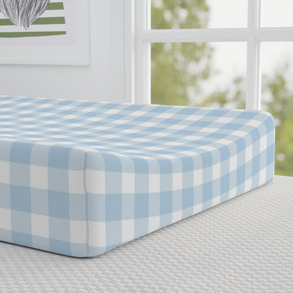Baby Blue Gingham Changing Pad Cover