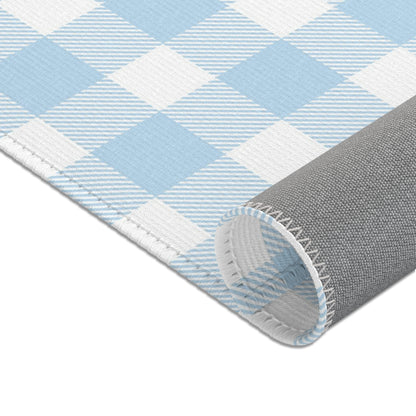 Baby Blue Gingham Nursery Area Rug