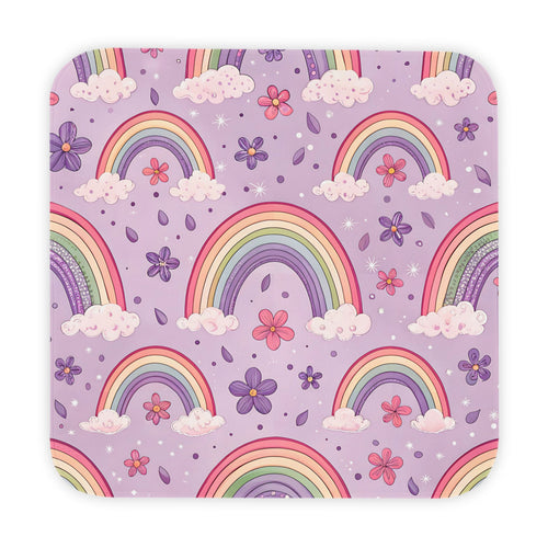 P48 - Hooded Baby Towel - Pastel Purple Colourful Rainbows