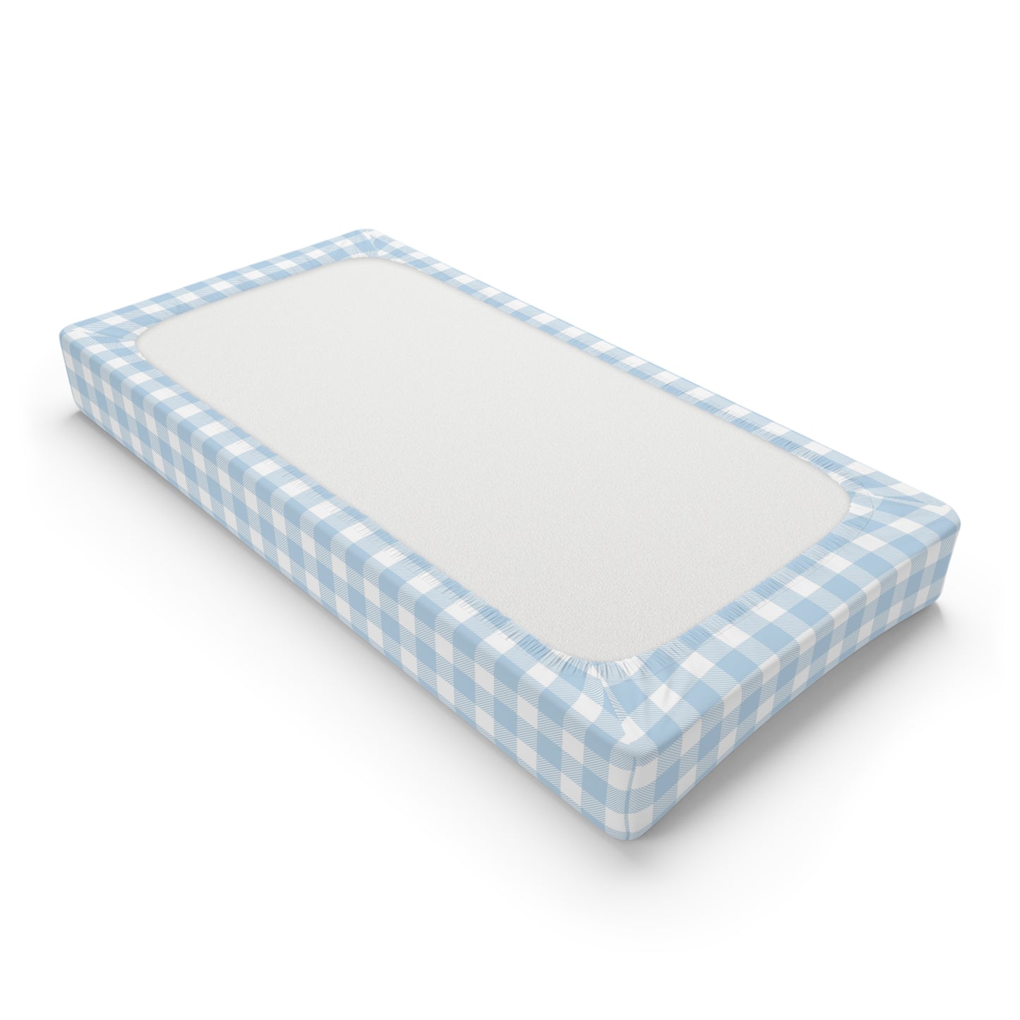 Baby Blue Gingham Changing Pad Cover
