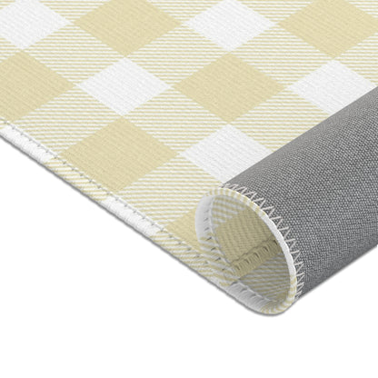 Butter Gingham Nursery Area Rug
