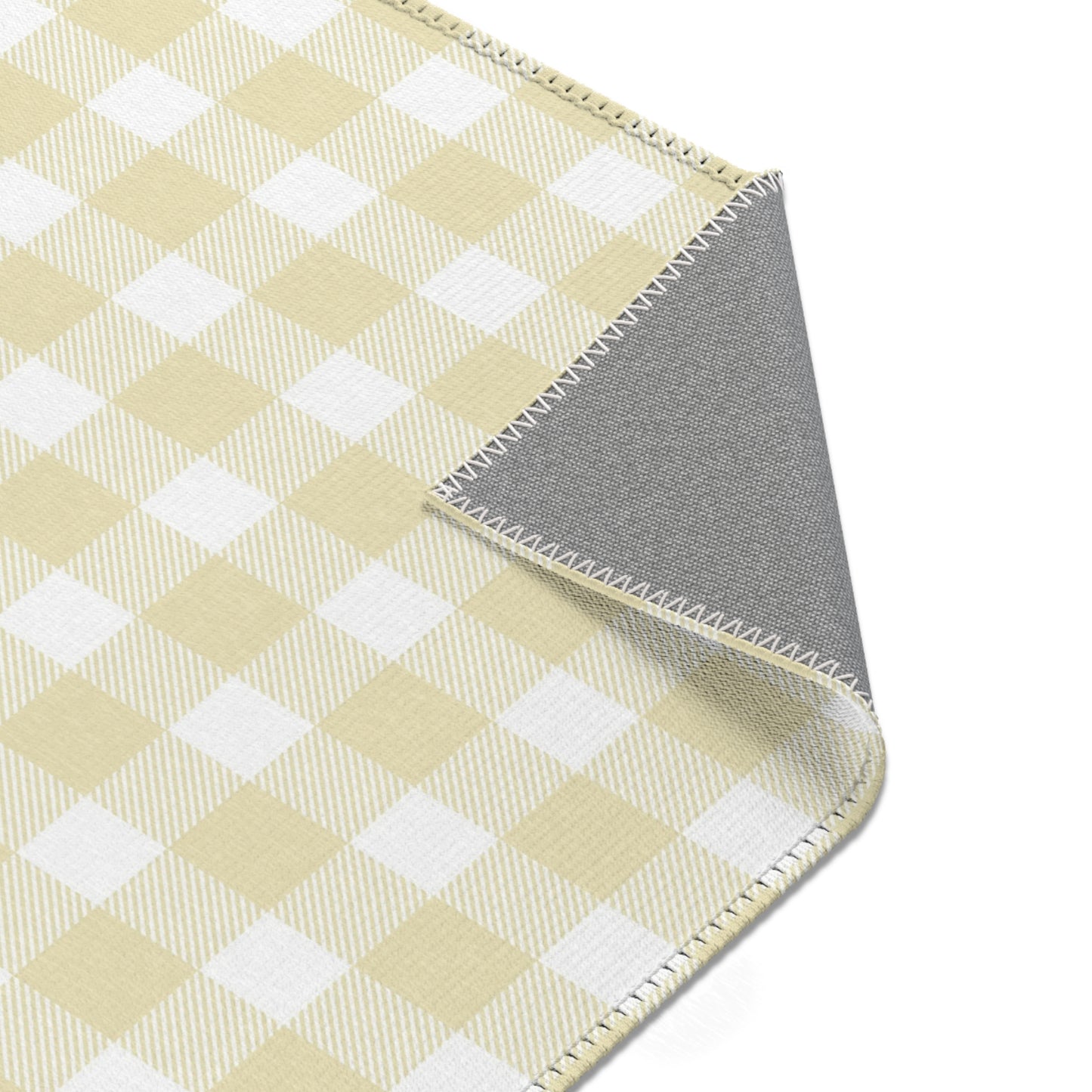 Butter Gingham Nursery Area Rug