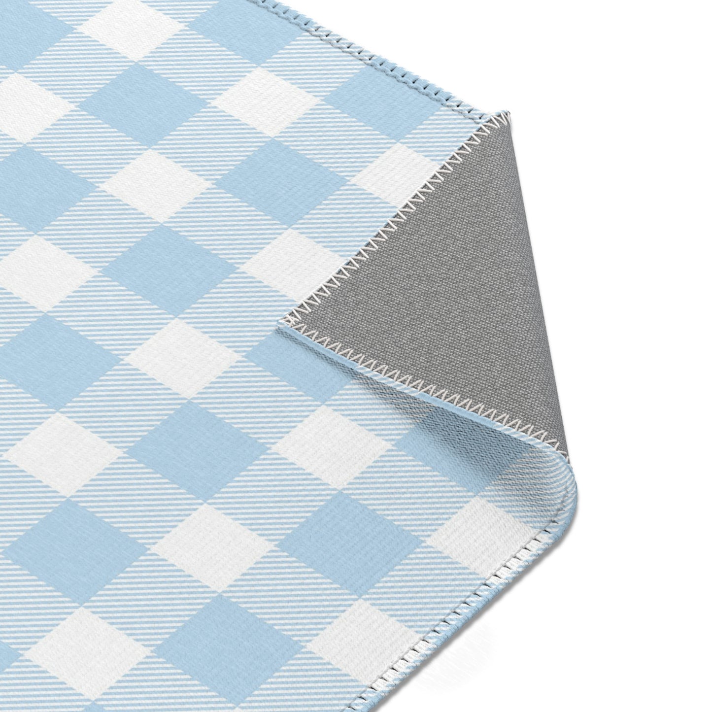 Baby Blue Gingham Nursery Area Rug