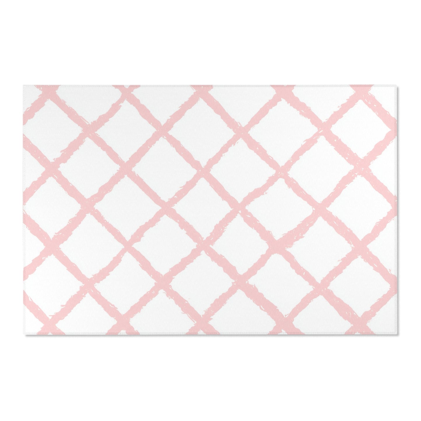 Corner detail of the pink trellis nursery rug