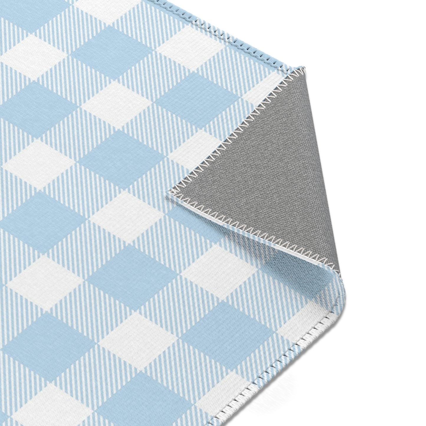 Baby Blue Gingham Nursery Area Rug