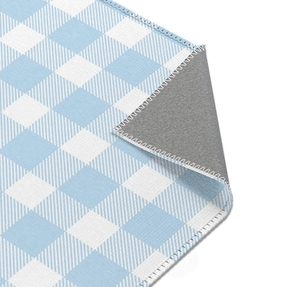 Baby Blue Gingham Nursery Area Rug