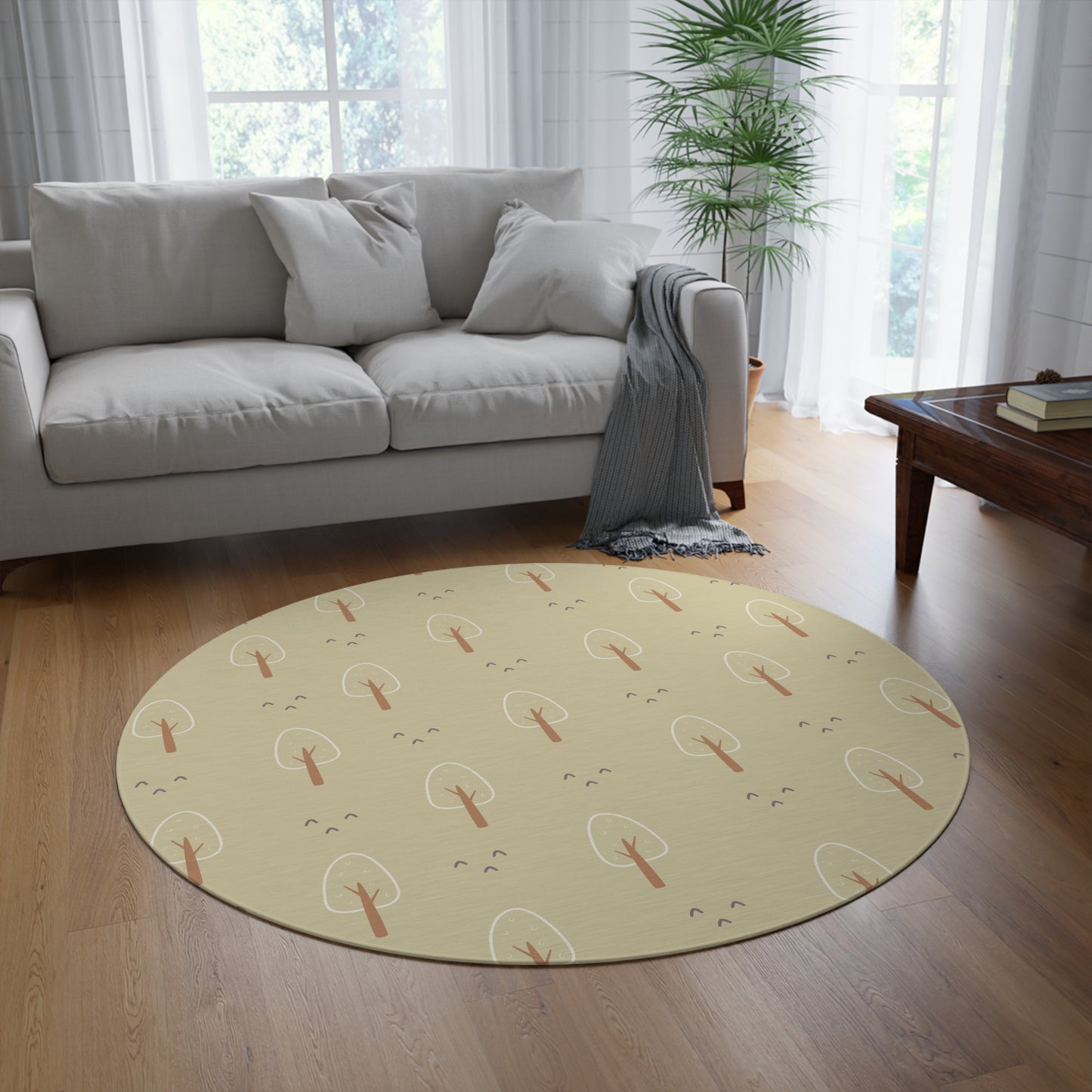 Scandi Forest Nursery Round Rug