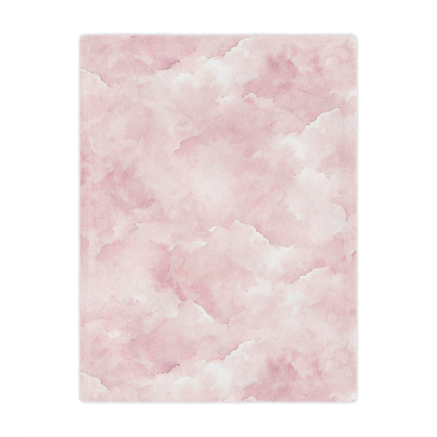 Soft pink cloud print minky baby blanket folded