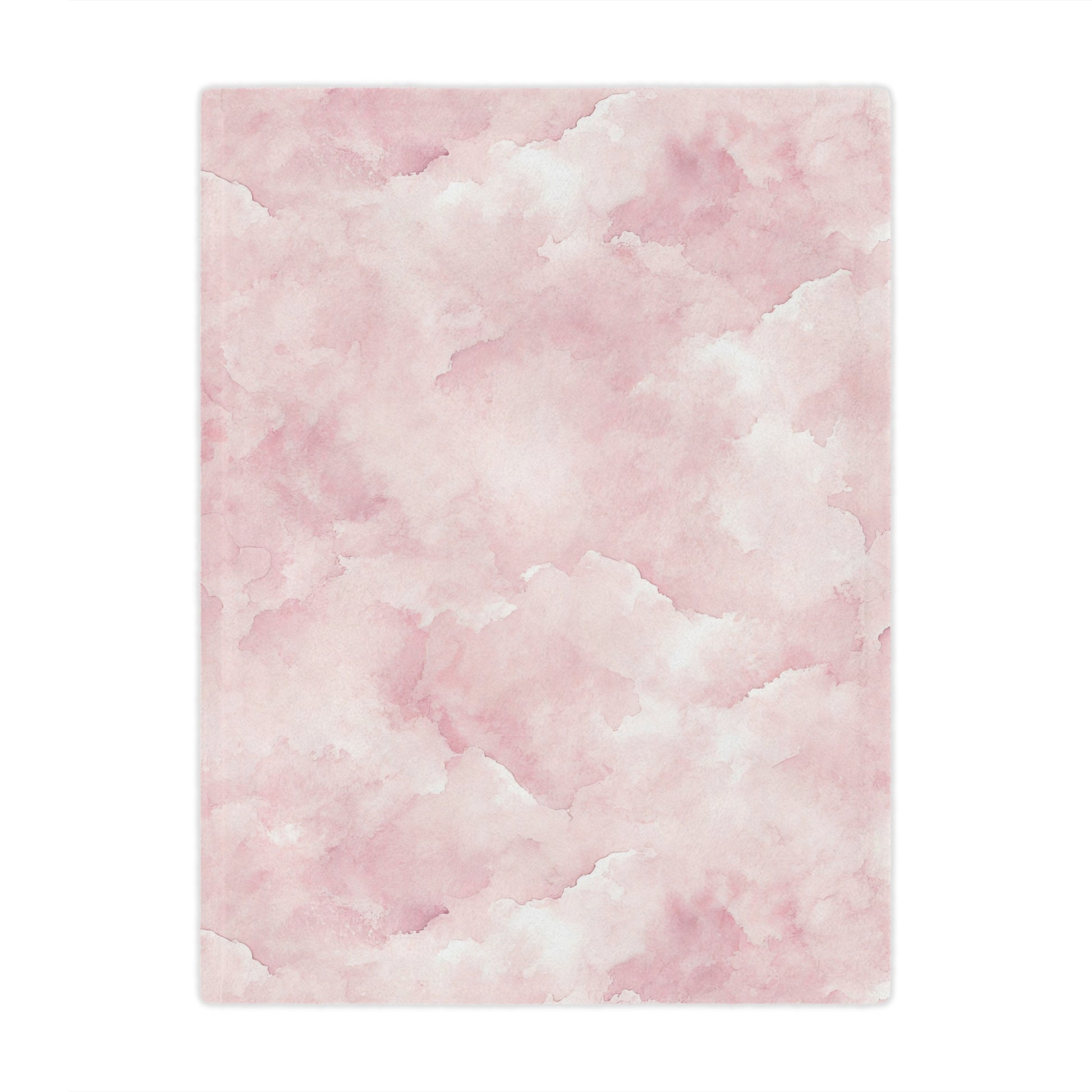 Soft pink cloud print minky baby blanket folded