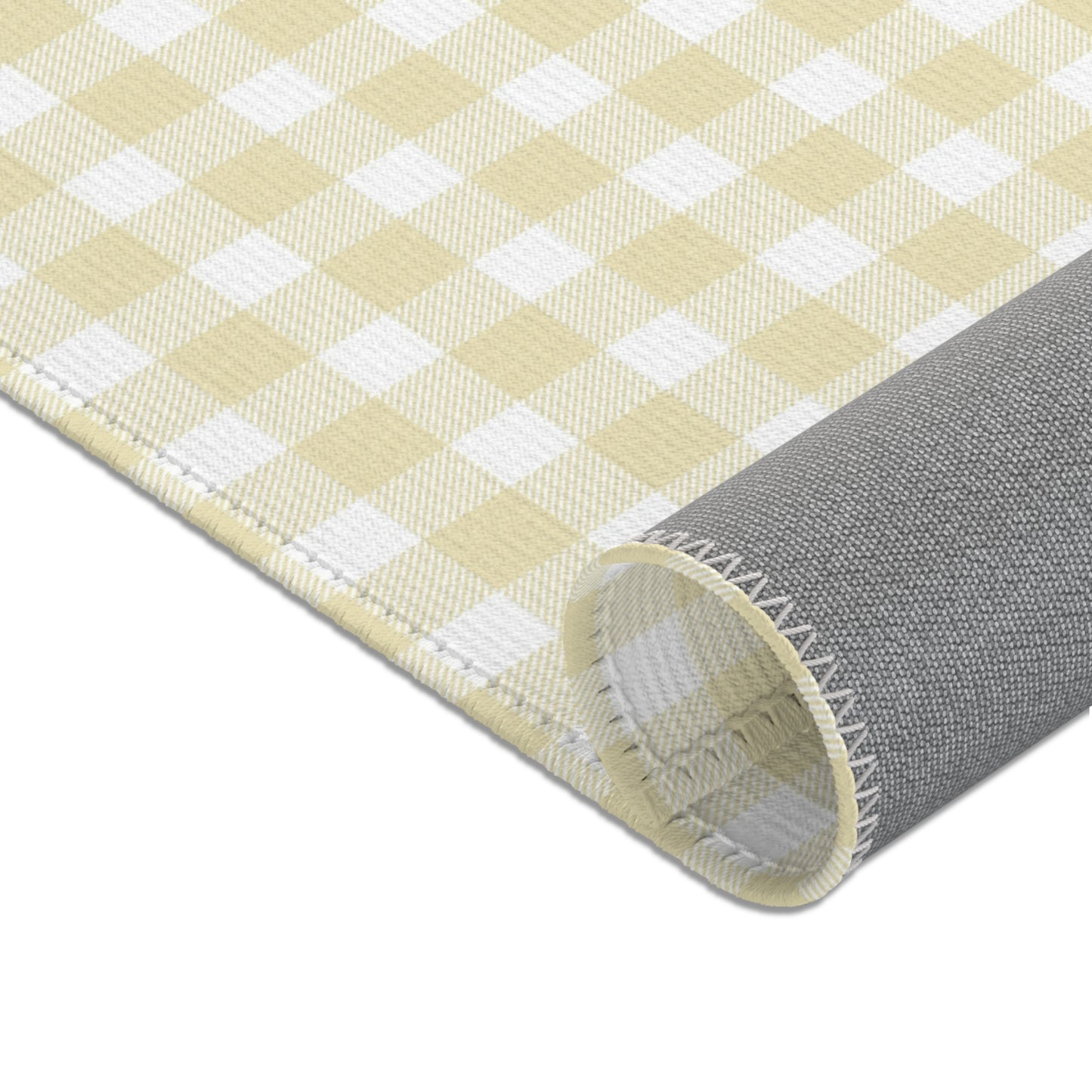 Butter Gingham Nursery Area Rug
