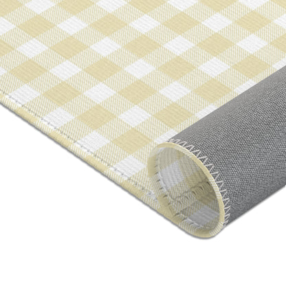 Butter Gingham Nursery Area Rug