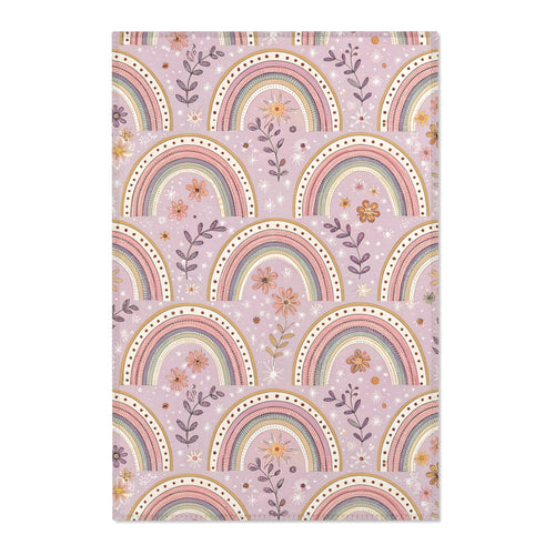 P45 - Area Rugs - Pink/Purple Floral Rainbow
