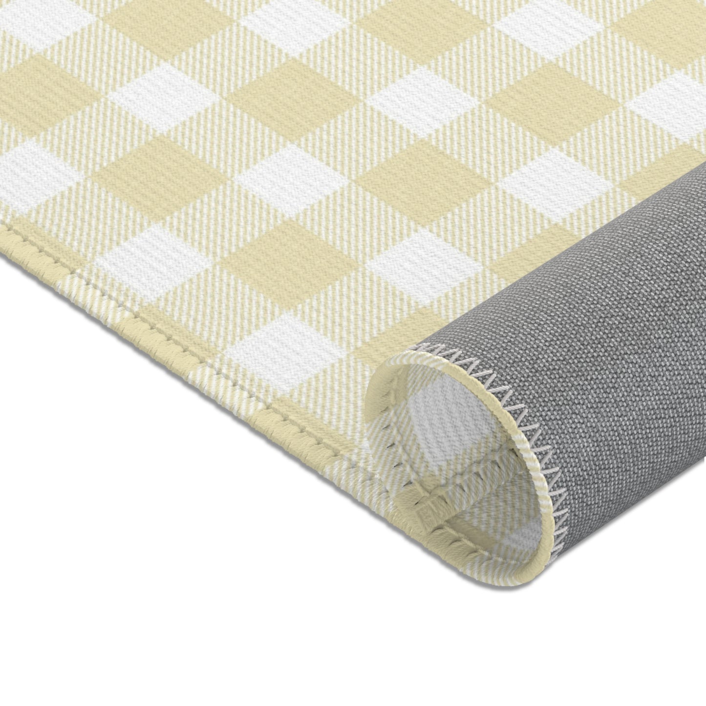 Butter Gingham Nursery Area Rug