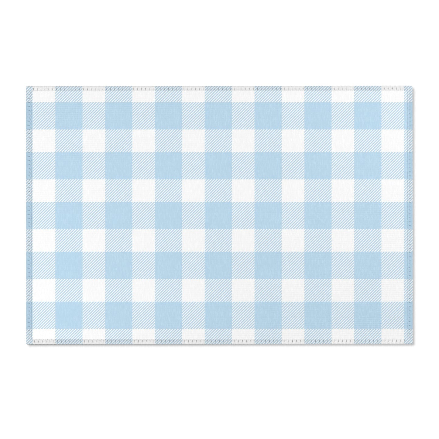 Baby Blue Gingham Nursery Area Rug