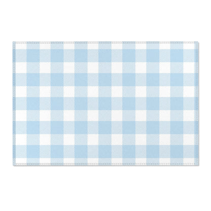 Baby Blue Gingham Nursery Area Rug