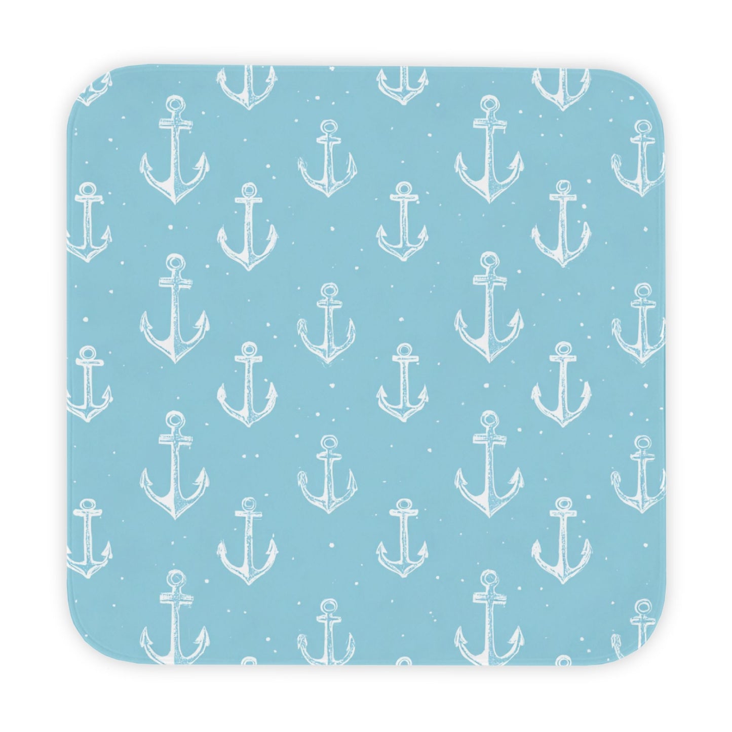 Nautical anchor hooded baby towel wrapped around a baby