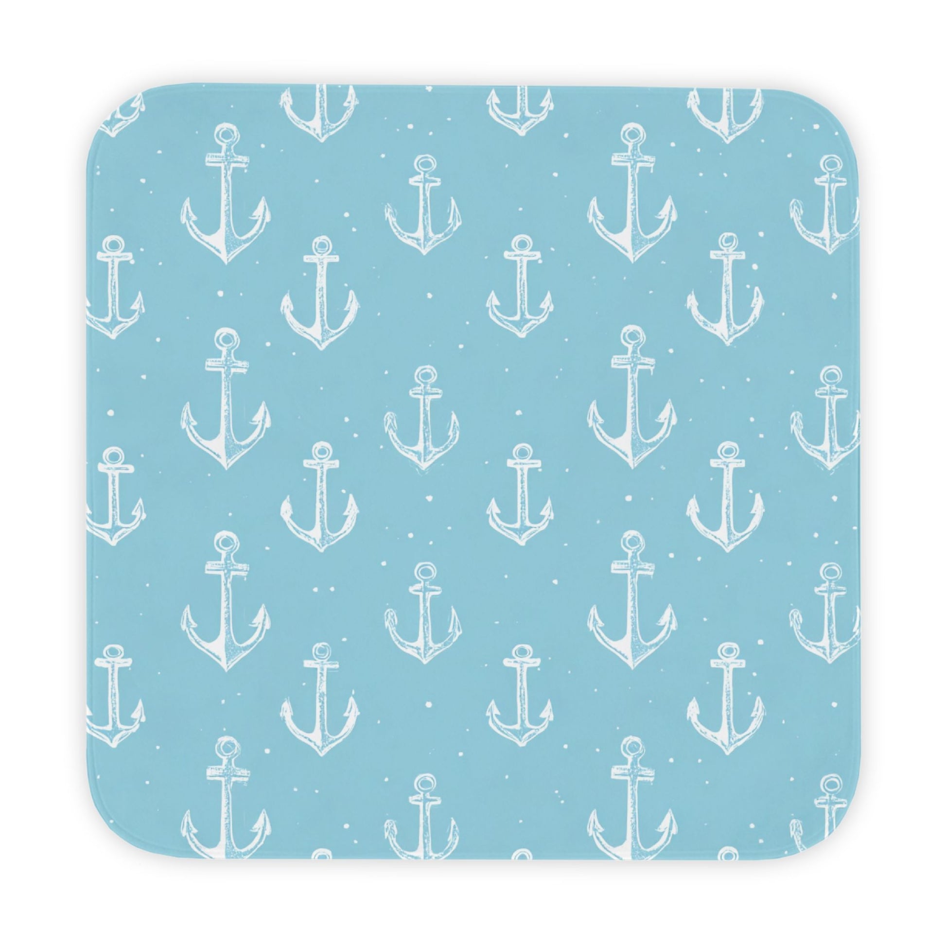 Nautical anchor hooded baby towel wrapped around a baby