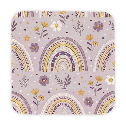 P44 - Hooded Baby Towel - Purple Floral Rainbow