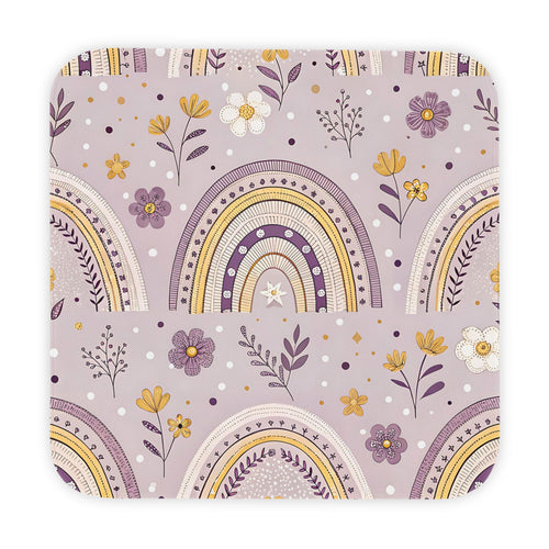 P44 - Hooded Baby Towel - Purple Floral Rainbow