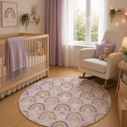 Amethyst Rainbows Nursery Round Rug