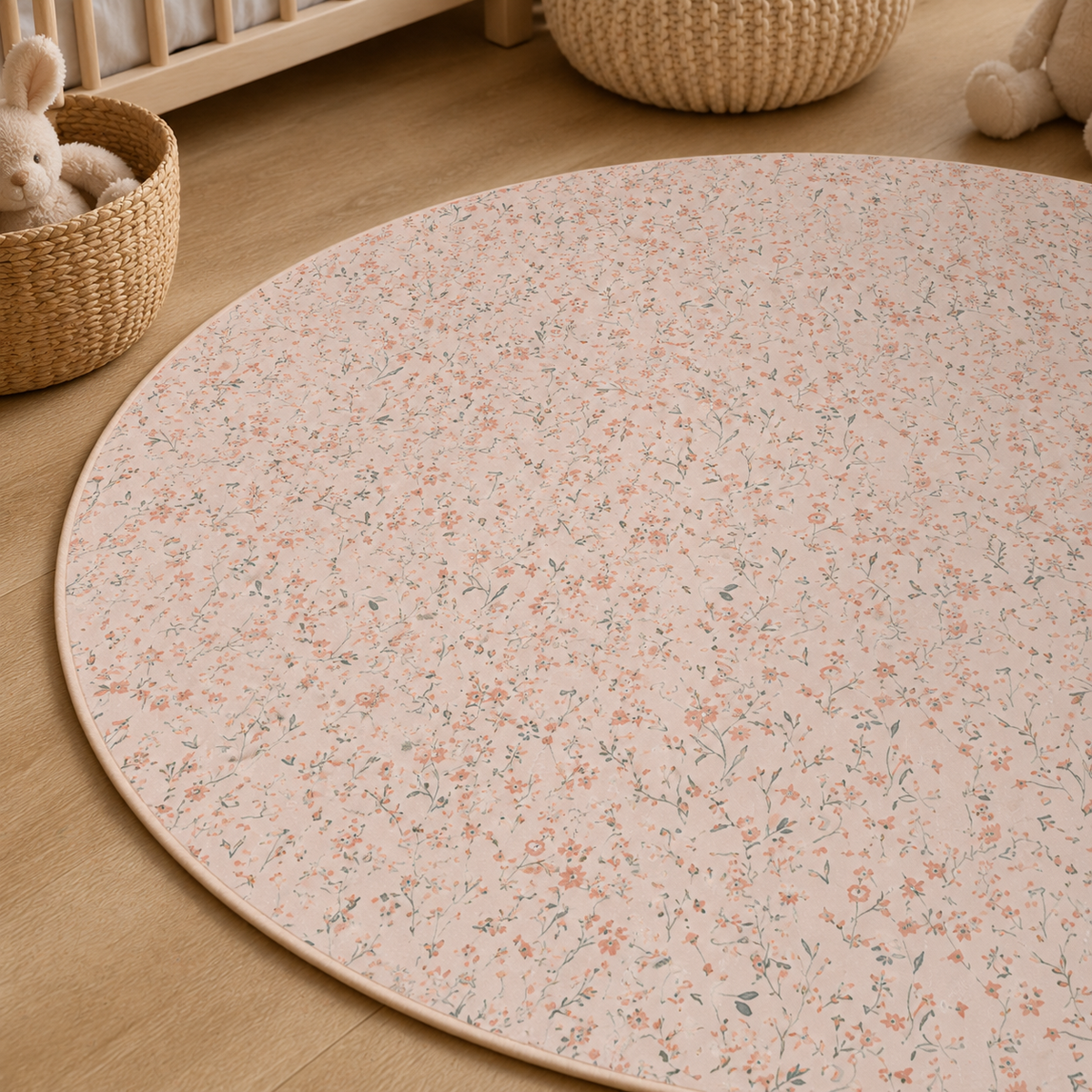 Ditsy Blooms Nursery Round Rug
