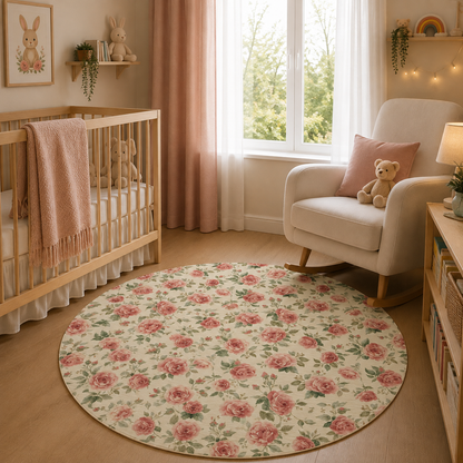 Heirloom Roses Nursery Round Rug