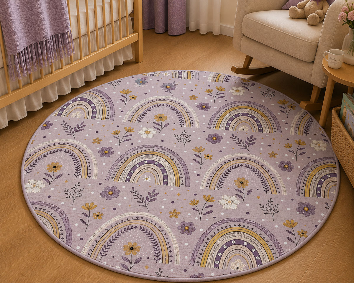 Lilac Meadow Arches Nursery Round Rug