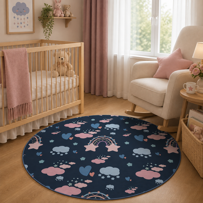Midnight Rainbow Nursery Round Rug