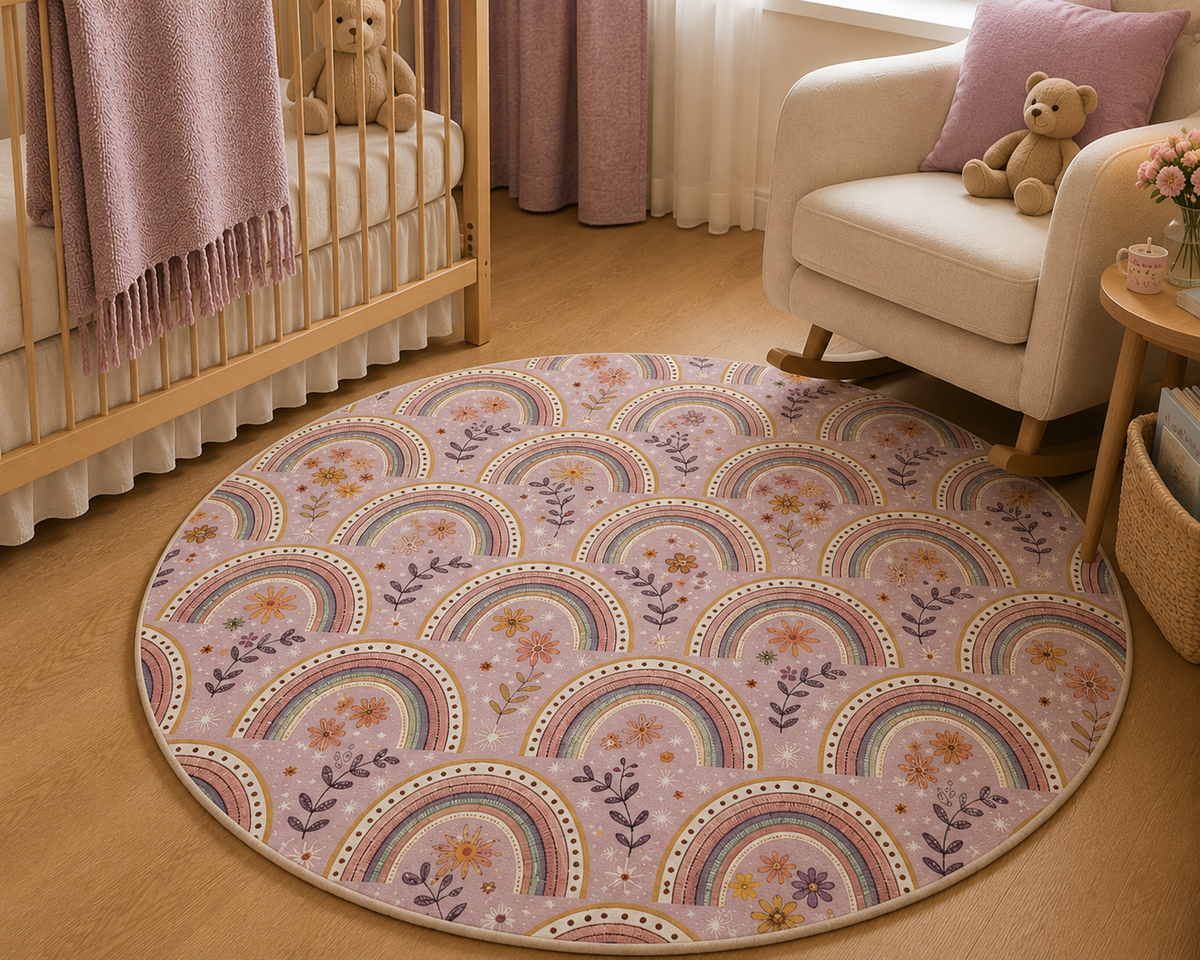 Petal Arches Nursery Round Rug